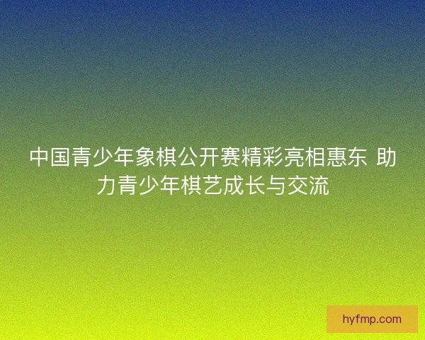 中国青少年象棋公开赛精彩亮相惠东 助力青少年棋艺成长与交流