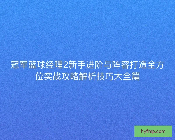 冠军篮球经理2新手进阶与阵容打造全方位实战攻略解析技巧大全篇