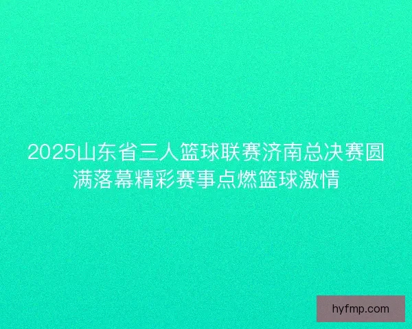 2025山东省三人篮球联赛济南总决赛圆满落幕精彩赛事点燃篮球激情