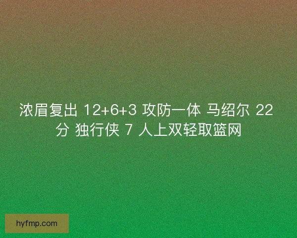 浓眉复出 12+6+3 攻防一体 马绍尔 22 分 独行侠 7 人上双轻取篮网